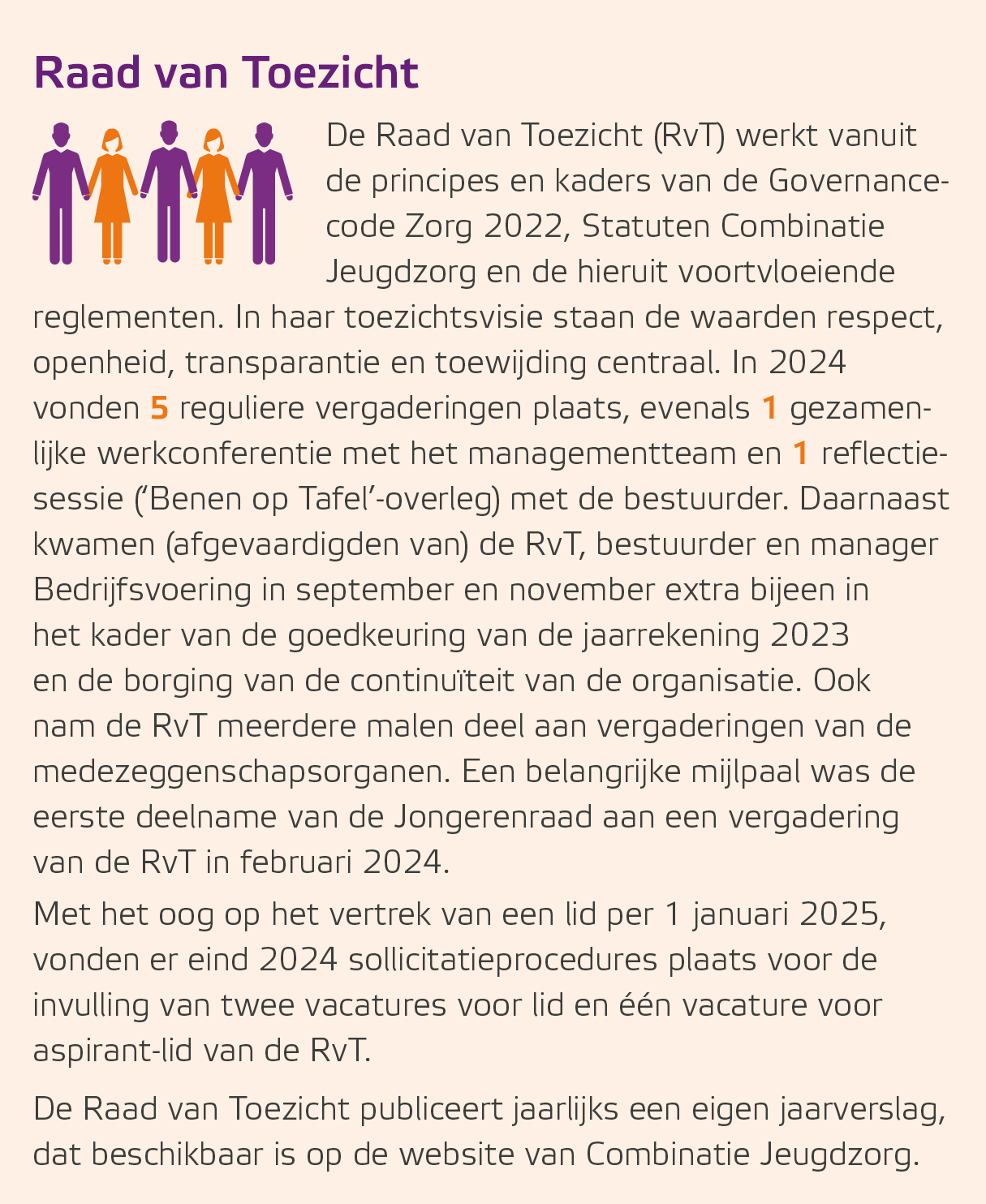 ￼Raad van Toezicht De Raad van Toezicht (RvT) werkt vanuit de principes en ­kaders van de Governance­code Zorg 2022, ...